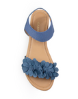 Sandalia Azul Mujer Piso Pulsera Resorte Moda Flores Casual 3620274