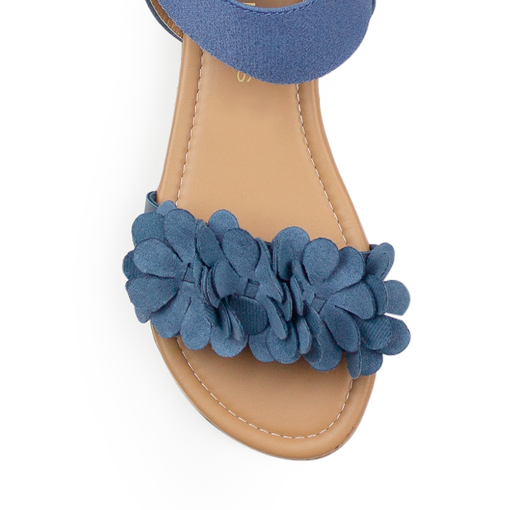 Sandalia Azul Mujer Piso Pulsera Resorte Moda Flores Casual 3620274