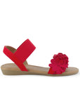 Sandalia Rojo Mujer Piso Pulsera Resorte Moda Flores Casual 3620337