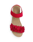 Sandalia Rojo Mujer Piso Pulsera Resorte Moda Flores Casual 3620337