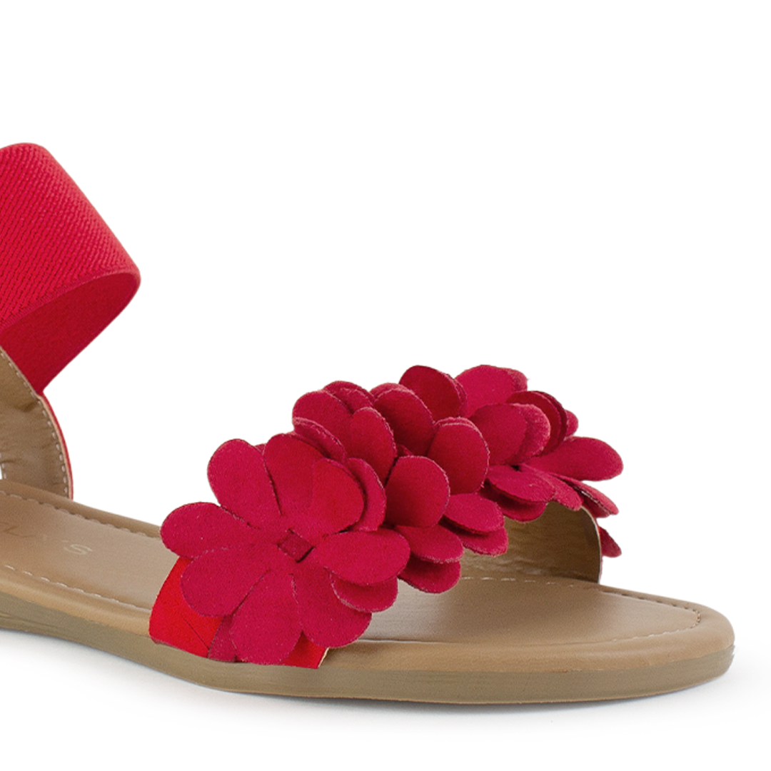 Sandalia Rojo Mujer Piso Pulsera Resorte Moda Flores Casual 3620337