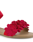 Sandalia Rojo Mujer Piso Pulsera Resorte Moda Flores Casual 3620337