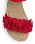 Sandalia Rojo Mujer Piso Pulsera Resorte Moda Flores Casual 3620337