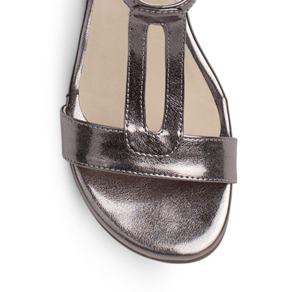 Sandalia Gris Mujer Casual Piso Pulsera Hebilla Moda Dama 2980176