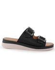 Sandalia Negro Dama Doble Tira Brillos Moda Doble Tira Hebillas 4640027