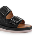 Sandalia Negro Dama Doble Tira Brillos Moda Doble Tira Hebillas 4640027