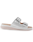 Sandalia Blanco Plata Dama Doble Tira Brillos Moda Doble Tira Hebillas 4640028