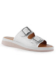 Sandalia Blanco Plata Dama Doble Tira Brillos Moda Doble Tira Hebillas 4640028