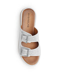 Sandalia Blanco Plata Dama Doble Tira Brillos Moda Doble Tira Hebillas 4640028