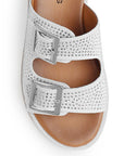 Sandalia Blanco Plata Dama Doble Tira Brillos Moda Doble Tira Hebillas 4640028