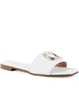 Sandalia Blanco Mujer Piso Casual Punta Cuadrada Moda 1220357