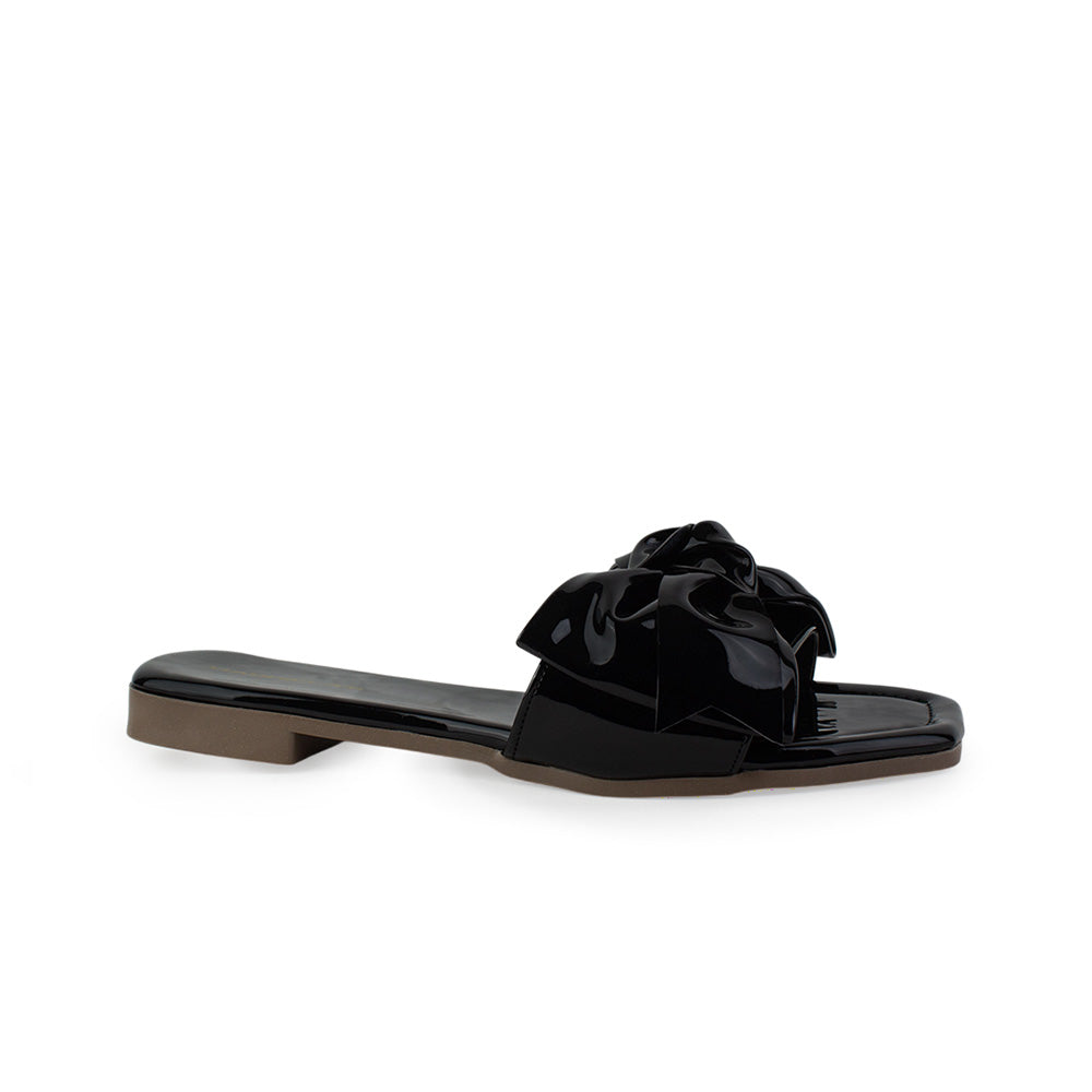 Sandalia Negro Nudo Tira Ancha Moda Mujer Casual Verano Elegante 1220359