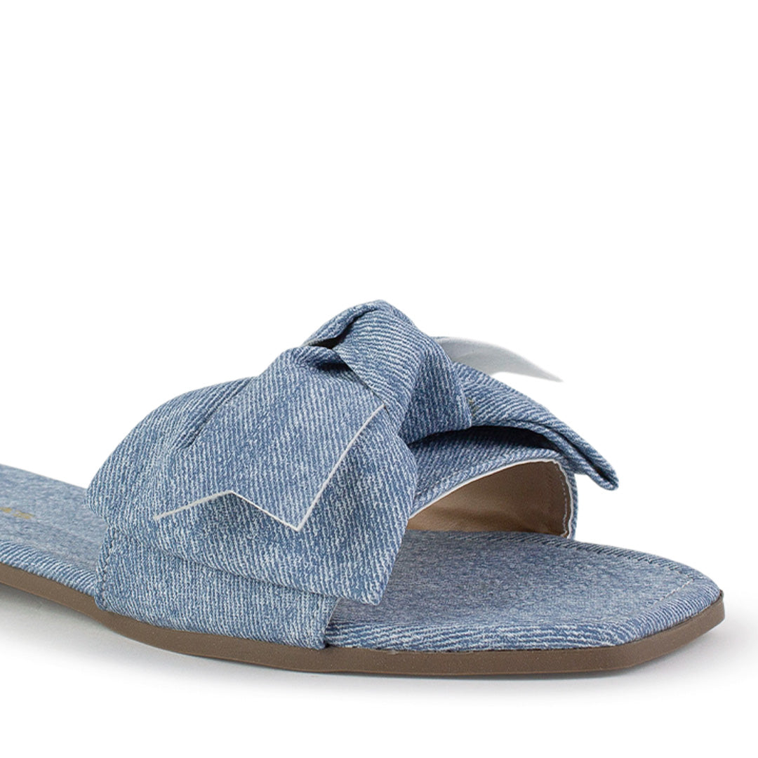 Sandalia Azul Nudo Tira Ancha Moda Mujer Casual Verano Elegante 1220360