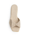 Sandalia Beige Plana Mujer Punta Cuadrada Moño Moda Dama 2760730