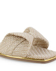 Sandalia Beige Plana Mujer Punta Cuadrada Moño Moda Dama 2760730