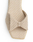 Sandalia Beige Plana Mujer Punta Cuadrada Moño Moda Dama 2760730