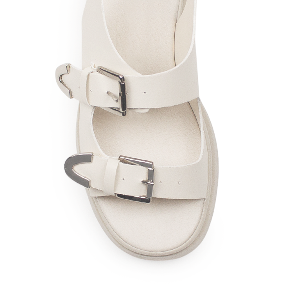 Sandalia Beige Plataforma Mujer Comoda Ajuste Hebillas Moda Verano 3430045