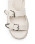 Sandalia Beige Plataforma Mujer Comoda Ajuste Hebillas Moda Verano 3430045