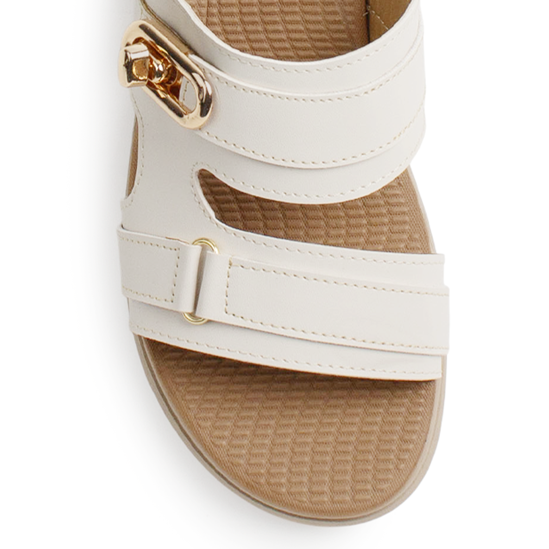 Sandalia Beige Doble Tira Mujer Casual Plana Confort Moda Verano 3270325