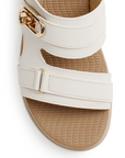 Sandalia Beige Doble Tira Mujer Casual Plana Confort Moda Verano 3270325
