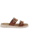 Sandalia Cafe Doble Tira Mujer Casual Plana Confort Moda Verano 3270326