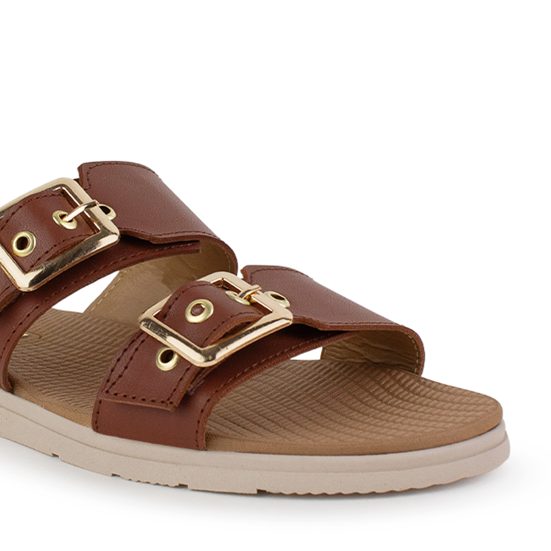 Sandalia Cafe Doble Tira Mujer Casual Plana Confort Moda Verano 3270326