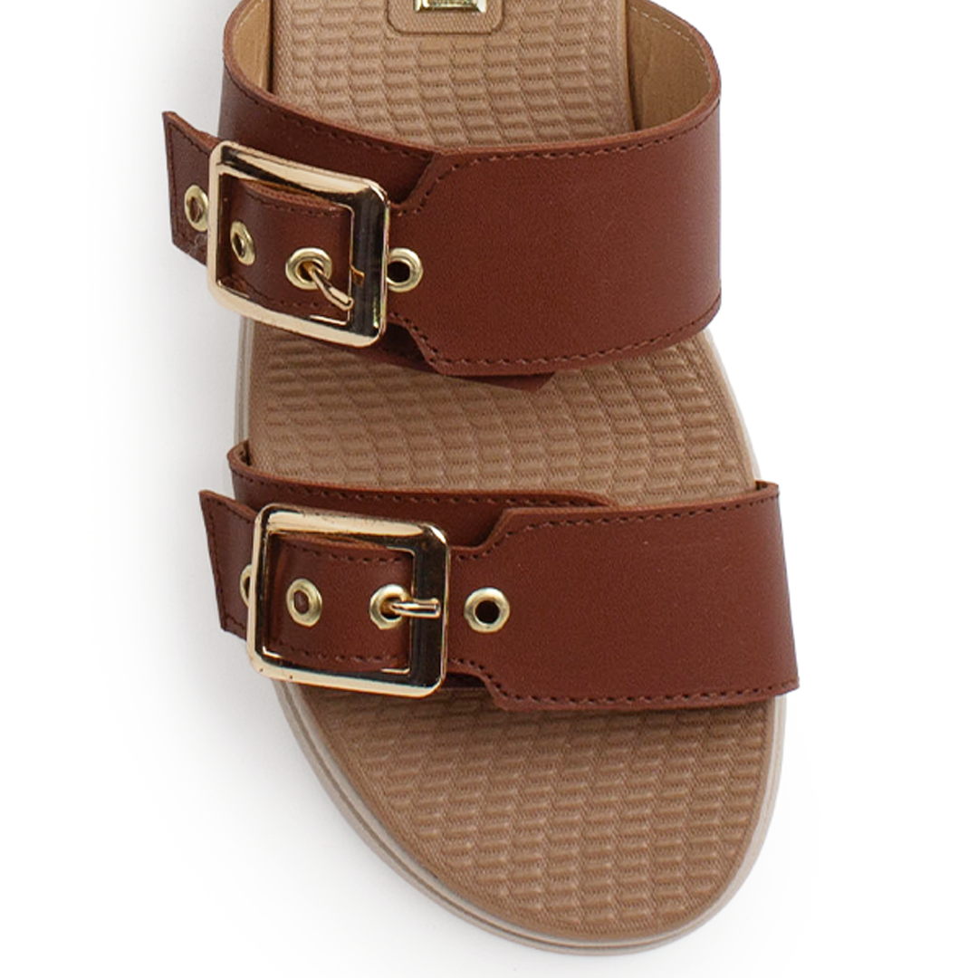Sandalia Cafe Doble Tira Mujer Casual Plana Confort Moda Verano 3270326