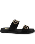 Sandalia Negro Doble Tira Mujer Casual Plana Confort Moda Verano 3270327