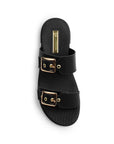 Sandalia Negro Doble Tira Mujer Casual Plana Confort Moda Verano 3270327