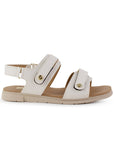 Sandalia Beige Mujer Plataforma Baja Doble Tira Ajustable Moda 3270329