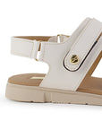 Sandalia Beige Mujer Plataforma Baja Doble Tira Ajustable Moda 3270329