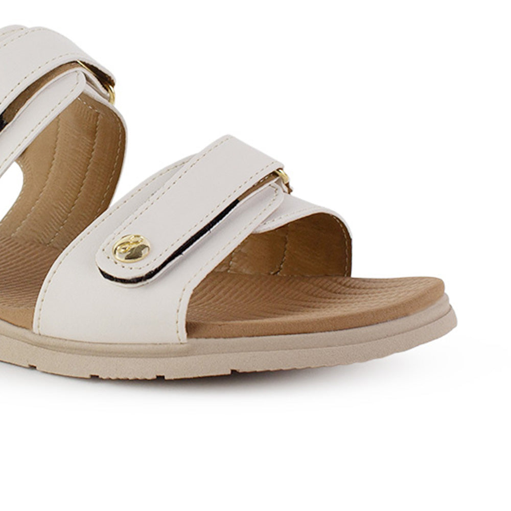 Sandalia Beige Mujer Plataforma Baja Doble Tira Ajustable Moda 3270329