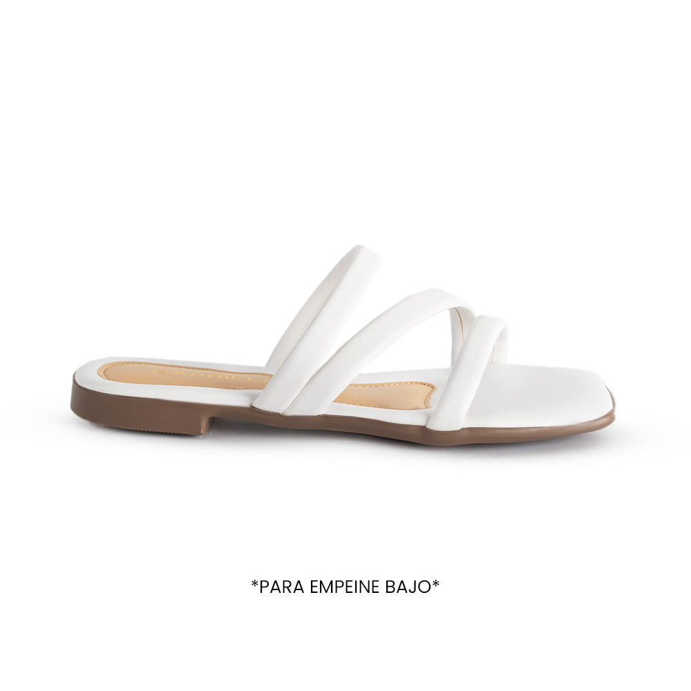 Sandalia Blanco Piso Mujer Casual Tiras Cruzadas Moda 2870195