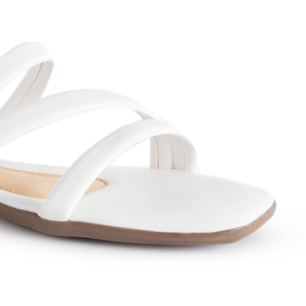Sandalia Blanco Piso Mujer Casual Tiras Cruzadas Moda 2870195