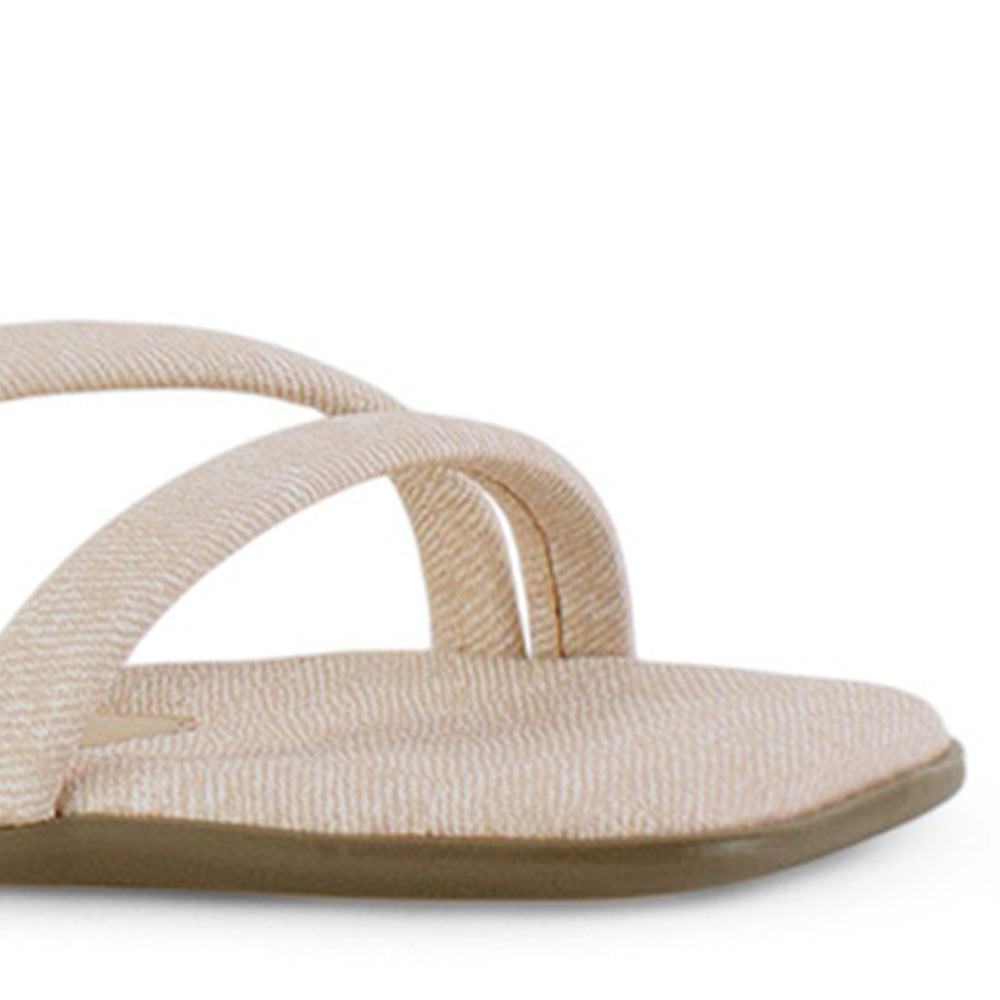 Sandalia Beige Piso Mujer Casual Tiras Cruzadas Moda 2870218