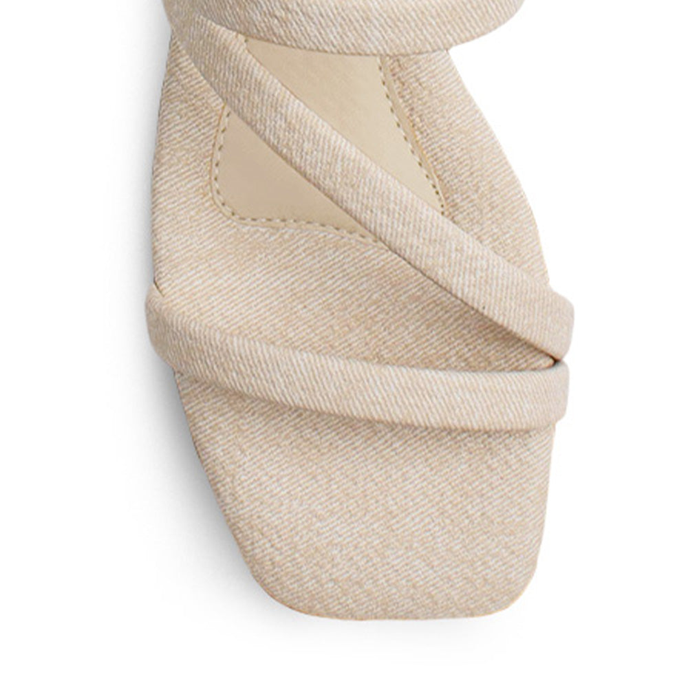 Sandalia Beige Piso Mujer Casual Tiras Cruzadas Moda 2870218