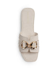 Sandalia Beige Dama Punta Cuadrada Herraje Plana Elegante Comoda 4170007