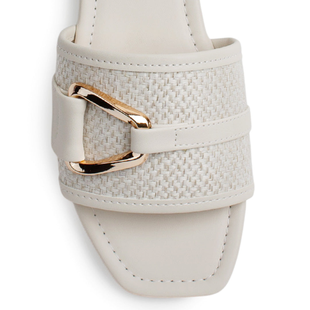 Sandalia Beige Mujer Moda Slide Hebilla Decorativa Estilo Casual  4170008