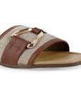 Sandalia Cafe Mujer Moda Slide Hebilla Decorativa Estilo Casual 4170009