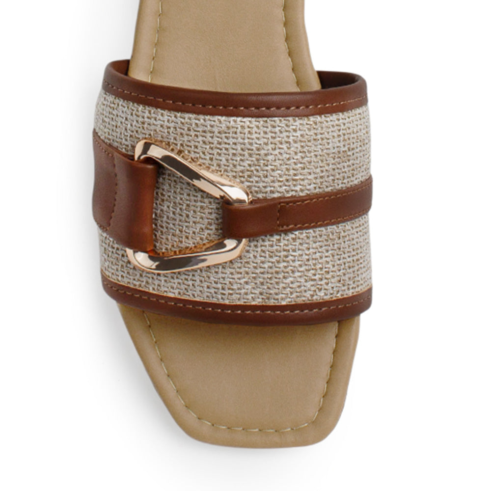Sandalia Cafe Mujer Moda Slide Hebilla Decorativa Estilo Casual 4170009