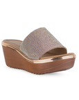Sandalia Oro Rosa Plataforma Pedreria Tornasol Moda Mujer 3010080