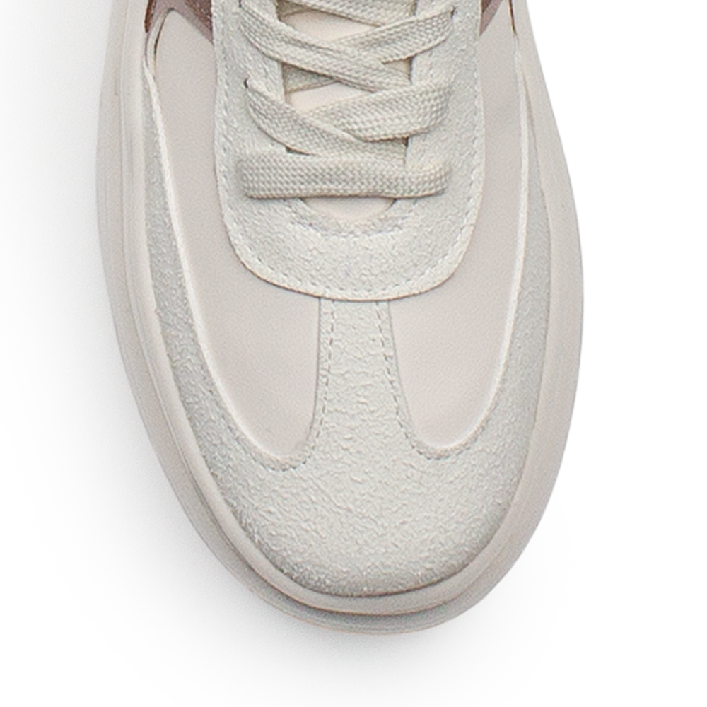 Tenis Beige Rosa Dama Casual Plataforma Moda Cordones Urbano Sneaker Mujer 4370175