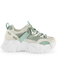 Tenis Verde Blanco Dama Plataforma Chunky Cordones Comodo Urbano Moda 3201389