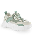 Tenis Verde Blanco Dama Plataforma Chunky Cordones Comodo Urbano Moda 3201389