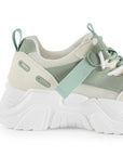 Tenis Verde Blanco Dama Plataforma Chunky Cordones Comodo Urbano Moda 3201389