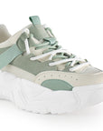 Tenis Verde Blanco Dama Plataforma Chunky Cordones Comodo Urbano Moda 3201389