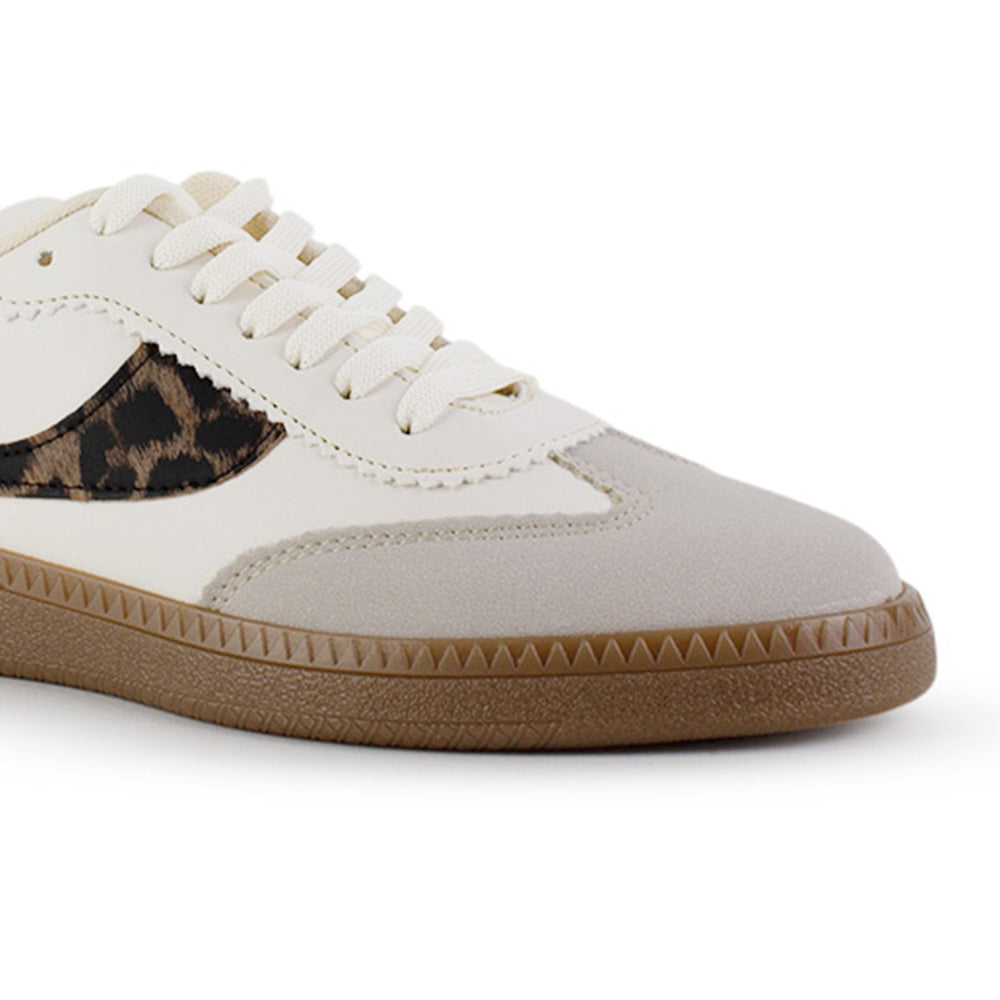 Tenis Beige Cafe Negro Casual Moderno Mujer Suela Comoda Agujetas 4490101