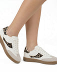 Tenis Beige Cafe Negro Casual Moderno Mujer Suela Comoda Agujetas 4490101