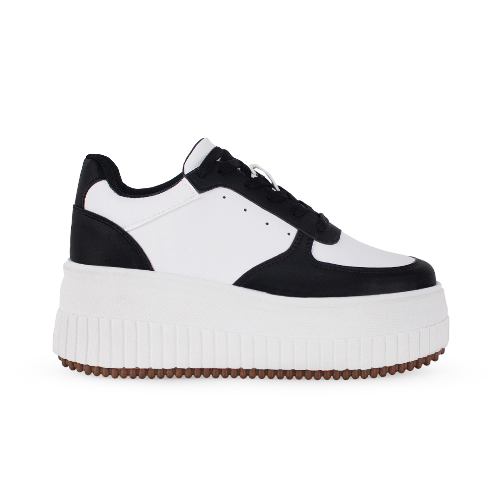 Tenis Blanco Negro Casual Mujer Comodo Plataforma Alta Sneakers Moda 4490083