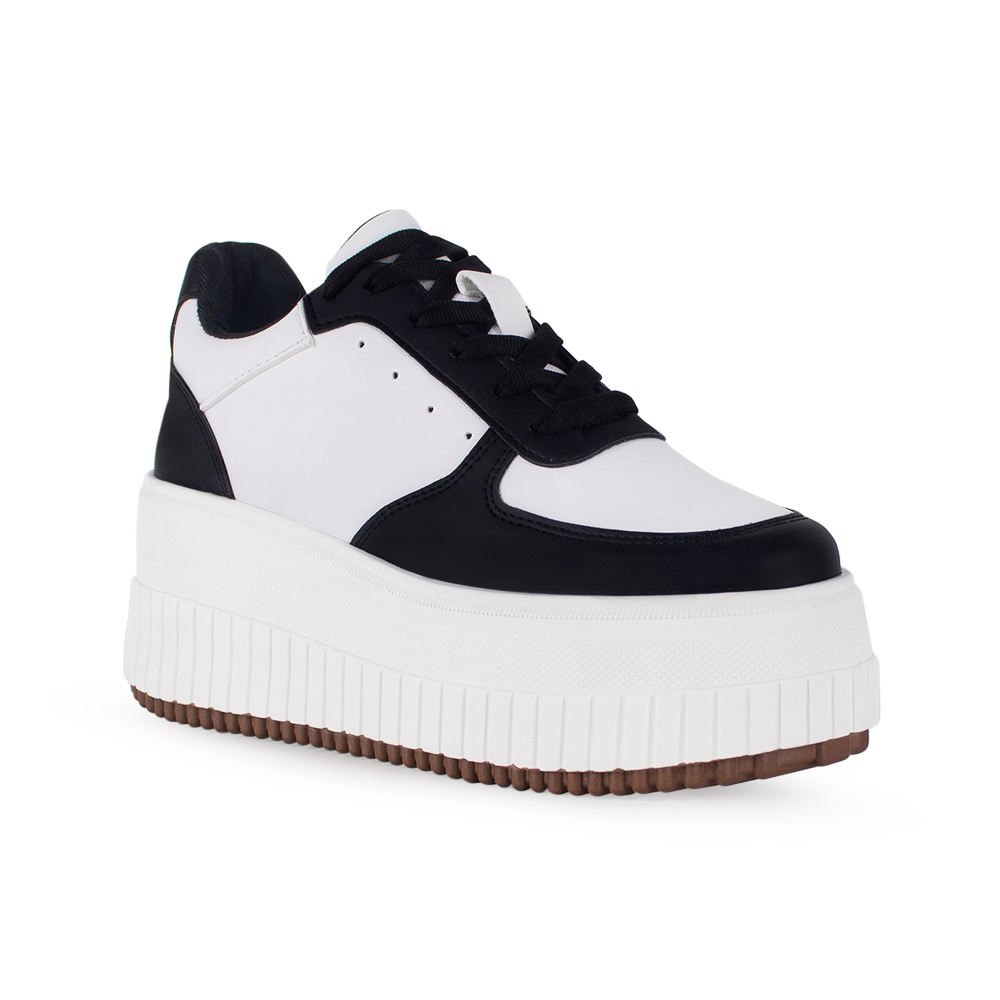 Tenis Blanco Negro Casual Mujer Comodo Plataforma Alta Sneakers Moda 4490083